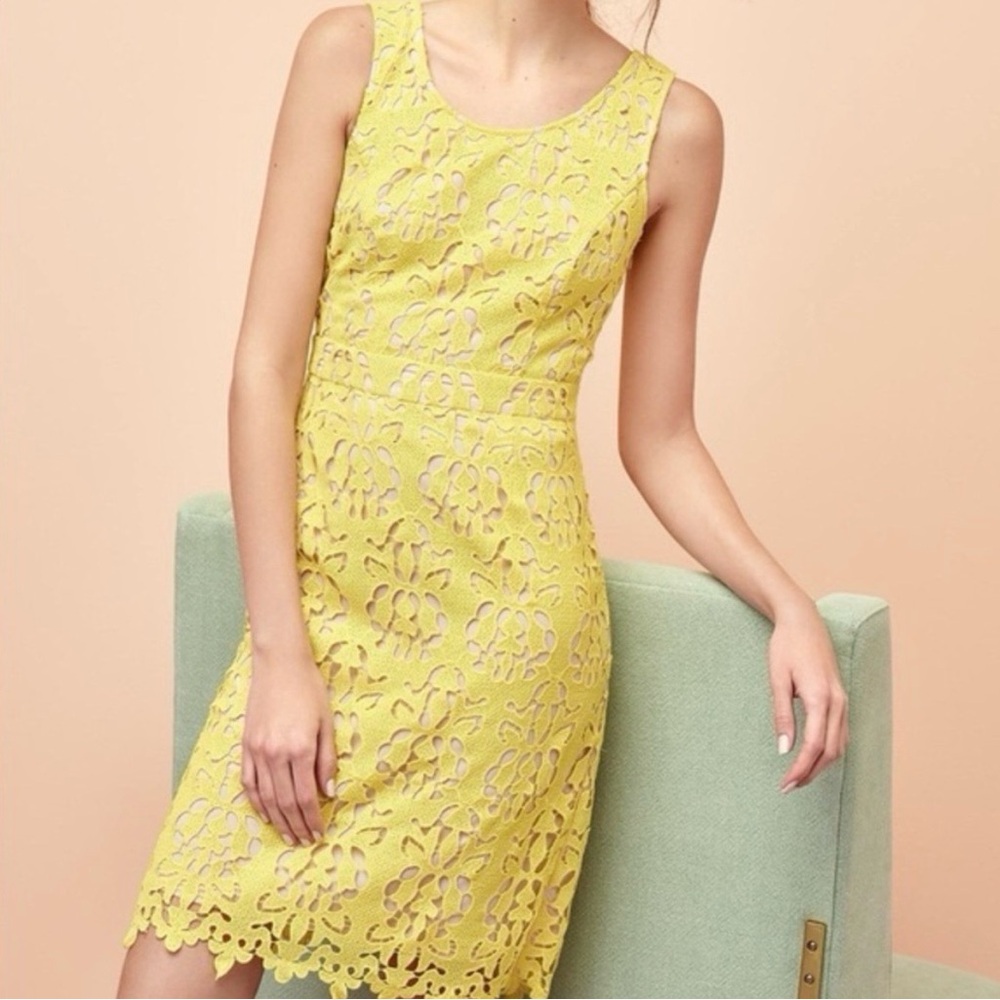NWT Women’s Banana Republic yellow cutout lace shift dress size 10
